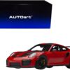 Porsche 911 (991.2) GT2 RS Weissach Package Guards Red with Carbon Stripes 1/18 Model Car by Autoart