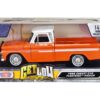 1966 Chevrolet C10 Fleetside Pickup Truck Lowrider Orange Metallic with White Top “Get Low” Series 1/24 Diecast Model Car by Motormax