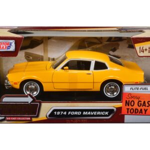 1974 Ford Maverick Yellow “Forgotten Classics” 1/24 Diecast Model Car by Motormax