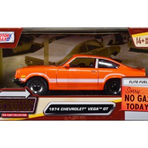 1974 Chevrolet Vega GT Orange Metallic with White Stripes “Forgotten Classics” Series 1/24 Diecast Model Car by Motormax