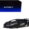 Lamborghini Aventador Liberty Walk LB-Works Livery Black with Carbon Hood Limited Edition 1/18 Model Car by Autoart