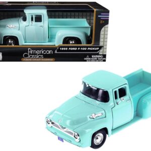 1955 Ford F-100 Pickup Truck Light Green 1/24 Diecast Model Car by Motormax