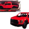 2017 Ford F-150 Raptor Pickup Truck Red with Black Wheels 1/27 Diecast Model Car by Motormax