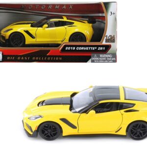 2019 Chevrolet Corvette ZR1 Yellow with Black Accents 1/24 Diecast Model Car by Motormax