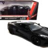 2020 Chevrolet Corvette C8 Stingray Black with Gray Stripes 1/24 Diecast Model Car by Motormax