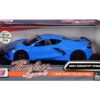 2020 Chevrolet Corvette C8 Stingray Blue with Silver Racing Stripes “Timeless Legends” 1/24 Diecast Model Car by Motormax