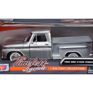 1966 GMC C1000 Fenderside Pickup Truck Silver Metallic “Timeless Legends” Series 1/24 Diecast Model Car by Motormax