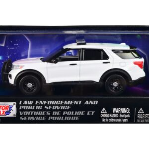 2022 Ford Police Interceptor Utility Plain White “Law Enforcement and Public Service” Series 1/43 Diecast Model Car by Motormax