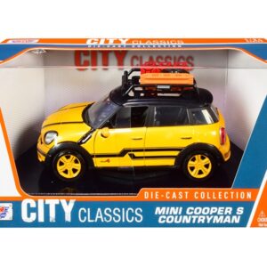 Mini Cooper S Countryman with Roof Rack and Accessories Yellow Metallic and Black “City Classics” Series 1/24 Diecast Model Car by Motormax