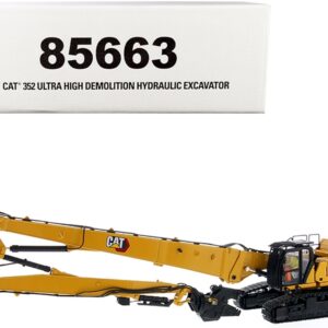 CAT Caterpillar 352 Ultra High Demolition Hydraulic Excavator with Operator and Two Interchangeable Booms “High Line Series” 1/50 Diecast Model by Diecast Masters