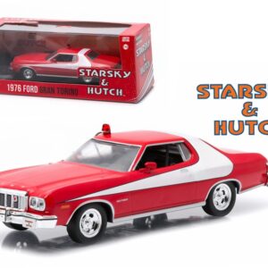 1976 Ford Gran Torino Red with White Stripe “Starsky and Hutch” (1975-1979) TV Series 1/43 Diecast Model Car by Greenlight