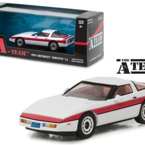 1984 Chevrolet Corvette C4 White with Red Stripe “The A-Team” (1983-1987) TV Series 1/43 Diecast Model Car by Greenlight