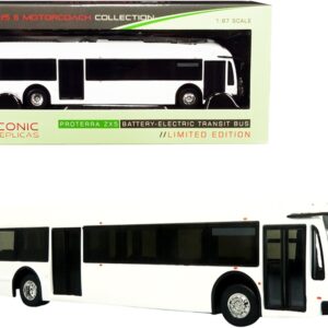 Proterra ZX5 Battery-Electric Transit Bus Blank White “The Bus & Motorcoach Collection” 1/87 (HO) Diecast Model by Iconic Replicas