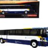 1999 TMC RTS Transit Bus #99 Journal Square Coach USA “Red & Tan in Hudson County” (New Jersey) White and Blue with Red and Yellow Stripes “The Vintage Bus & Motorcoach Collection” 1/87 (HO) Diecast Model by Iconic Replicas