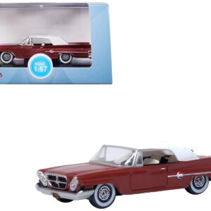 1961 Chrysler 300 Convertible (Closed Top) Cinnamon Brown Metallic with White Top 1/87 (HO) Scale Diecast Model Car by Oxford Diecast