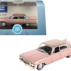 1961 Cadillac Sedan DeVille Metallic Pink 1/87 (HO) Scale Diecast Model Car by Oxford Diecast