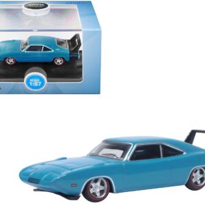 1969 Dodge Charger Daytona Bright Blue with Black Tail Stripe 1/87 (HO) Scale Diecast Model Car by Oxford Diecast