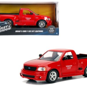 Brian’s Ford F-150 SVT Lightning Pickup Truck Red “Fast & Furious” Movie 1/24 Diecast Model Car by Jada