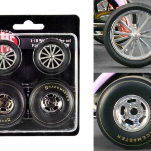 Altered Dragster Chrome Wheels and Tires Set of 4 pieces from “Mondello and Mastsubara Altered Dragster” for 1/18 Scale Models by ACME