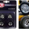 Chrome Drag Wheel and Tire Set of 4 pieces from “1932 Ford 3 Window” 1/18 by Acme