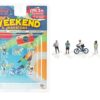 “Weekend Warriors” 6 piece Diecast Figure Set (4 Figures 1 Dog 1 Bicycle) Limited Edition to 2400 pieces Worldwide for 1/64 Scale Models by American Diorama