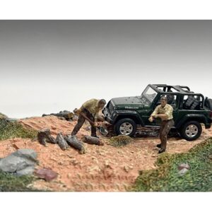 “4X4 Mechanics” 2 Piece Diecast Figure Set 2 for 1/43 Scale Models by American Diorama