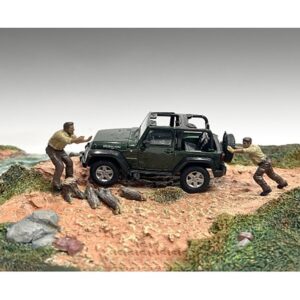 “4X4 Mechanics” 2 Piece Diecast Figure Set 3 for 1/43 Scale Models by American Diorama