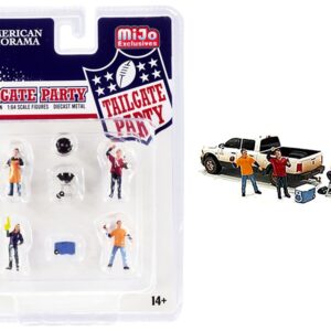 “Tailgate Party” Diecast Set of 6 pieces (4 Figurines and 2 Accessories) for 1/64 Scale Models by American Diorama