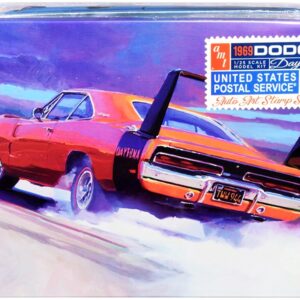 Skill 2 Model Kit 1969 Dodge Charger Daytona “USPS” (United States Postal Service) Themed Collectible Tin 1/25 Scale Model by AMT