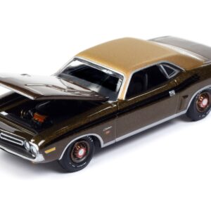 1971 Dodge Challenger R/T Dark Gold Metallic with Gold Vinyl Roof “Mecum Auctions” Limited Edition to 2496 pieces Worldwide “Premium” Series 1/64 Diecast Model Car by Auto World