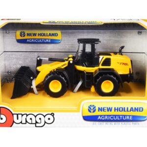 New Holland W170D Wheel Loader Yellow and Black “New Holland Agriculture” Series 1/50 Diecast Model by Bburago