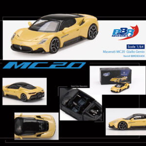 Maserati MC20 Giallo Genio Yellow with Black Top 1/64 Diecast Model Car by BBR