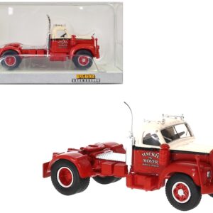 1953 Mack B-61 Truck Tractor Red and Beige “Mackie the Mover” 1/87 (HO) Scale Model Car by Brekina