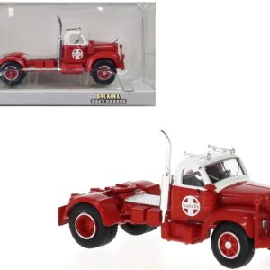 1953 Mack B-61 Truck Tractor Red and White “Santa Fe” 1/87 (HO) Scale Model Car by Brekina