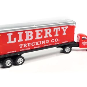 1941-1946 Chevrolet Truck and Trailer Set “Liberty Trucking Co.” Red 1/87 (HO) Scale Model by Classic Metal Works