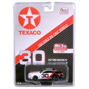 2017 Ford Mustang GT Texaco Racing #30 Black and White Limited Edition to 3600pcs 1/64 Diecast Model Car by Auto World