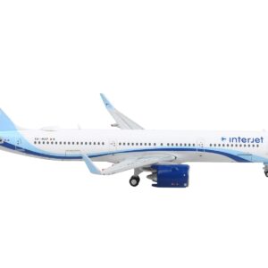 Airbus A321neo Commercial Aircraft “Interjet” White with Blue Stripes and Tail 1/400 Diecast Model Airplane by GeminiJets