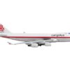 Boeing 747-400F Commercial Aircraft “Cargolux” White and Silver with Red Stripes 1/400 Diecast Model Airplane by GeminiJets