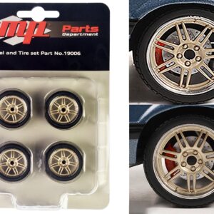 7-Spoke Custom Wheel & Tire Set of 4 pieces from “1989 Ford Mustang 5.0 LX” 1/18 by GMP