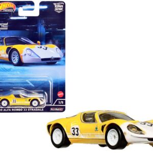 1969 Alfa Romeo 33 Stradale #33 Yellow and White “Exotic Envy” Series Diecast Model Car by Hot Wheels