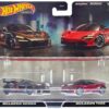 McLaren Senna Dark Gray Metallic with Orange Stripes and McLaren 720S Red Metallic with Black Top “Car Culture” Set of 2 Cars Diecast Model Cars by Hot Wheels