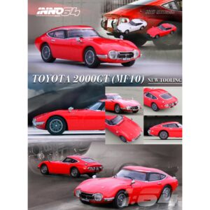 Toyota 2000GT (MF10) RHD (Right Hand Drive) Solar Red 1/64 Diecast Model Car by Inno Models