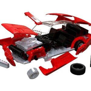 Skill 1 Model Kit 1968 Ford Mustang GT Red Snap Together Model by Airfix Quickbuild