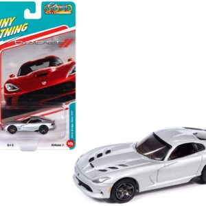 2014 Dodge Viper SRT Billet Silver Metallic “Classic Gold Collection” Series Limited Edition to 8956 pieces Worldwide 1/64 Diecast Model Car by Johnny Lightning