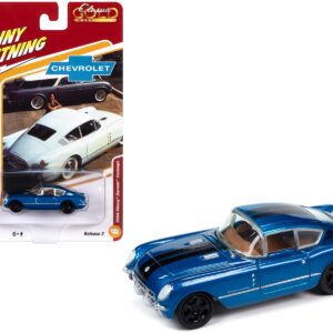 1954 Chevrolet Corvair Concept Car Bright Blue Metallic with Black Stripes “Classic Gold Collection” 2023 Release 2 Limited Edition to 2500 pieces Worldwide 1/64 Diecast Model Car by Johnny Lightning