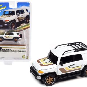 2007 Toyota FJ Cruiser White with Stripes and Roofrack Limited Edition to 4800 pieces Worldwide 1/64 Diecast Model Car by Johnny Lightning