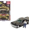 1961 Chevrolet Impala Lowrider Black with Graphics and Diecast Figure Limited Edition to 3600 pieces Worldwide 1/64 Diecast Model Car by Johnny Lightning