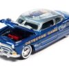 1951 Hudson Hornet Blue Metallic “Vintage Clue Mrs. Peacock” with Poker Chip Collector’s Token “Pop Culture” 2022 Release 3 1/64 Diecast Model Car by Johnny Lightning