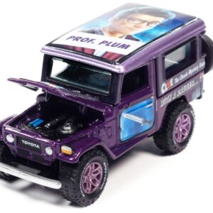 1980 Toyota Land Cruiser Purple Metallic “Modern Clue Professor Plum” with Poker Chip Collector’s Token “Pop Culture” 2022 Release 3 1/64 Diecast Model Car by Johnny Lightning