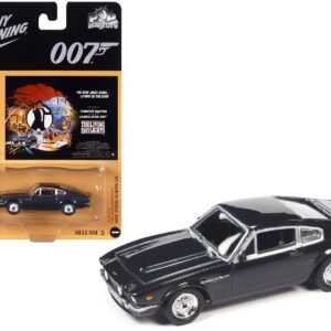 1987 Aston Martin V8 RHD (Right Hand Drive) Dark Gray Metallic (James Bond 007) “The Living Daylights” (1987) Movie “Pop Culture” 2023 Release 2 1/64 Diecast Model Car by Johnny Lightning